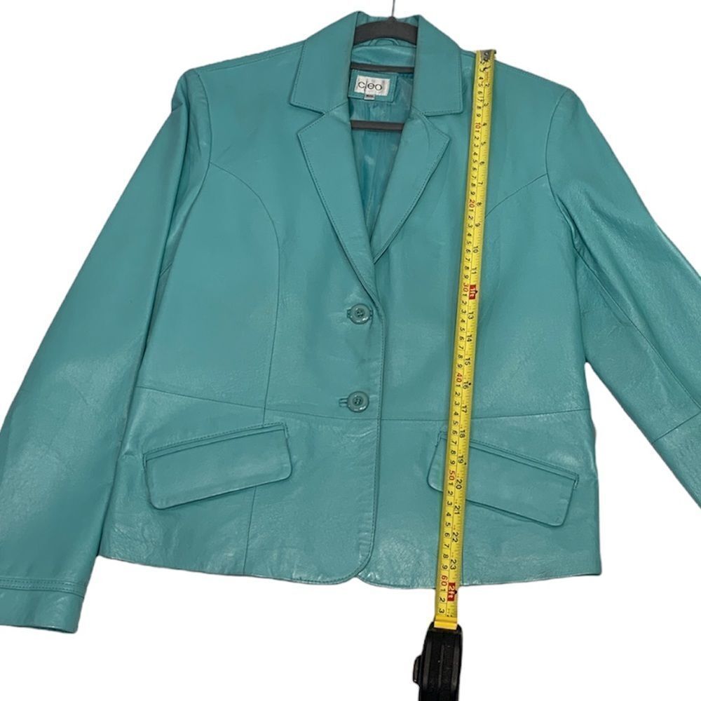 𝅺cleo Blue Leather Jacket Blazer - Picture 10 of 10
